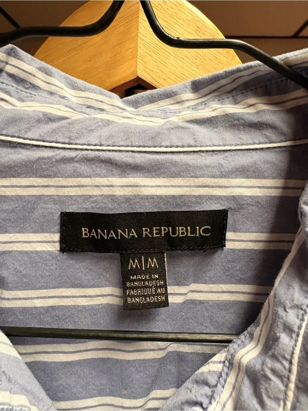 944. Grayish Blue & White Striped Button-Up Shirt - Picture 2 of 5